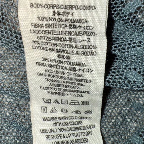 Free People Charcoal Lace Sheer Blouse Boho Romantic Layering Top L - Picture 5 of 5